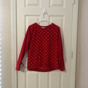 Red Crew Neck Floral Print Sweater